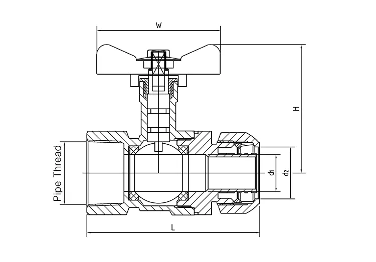 Female Thread Compression Butterfly Handle Ball Valve